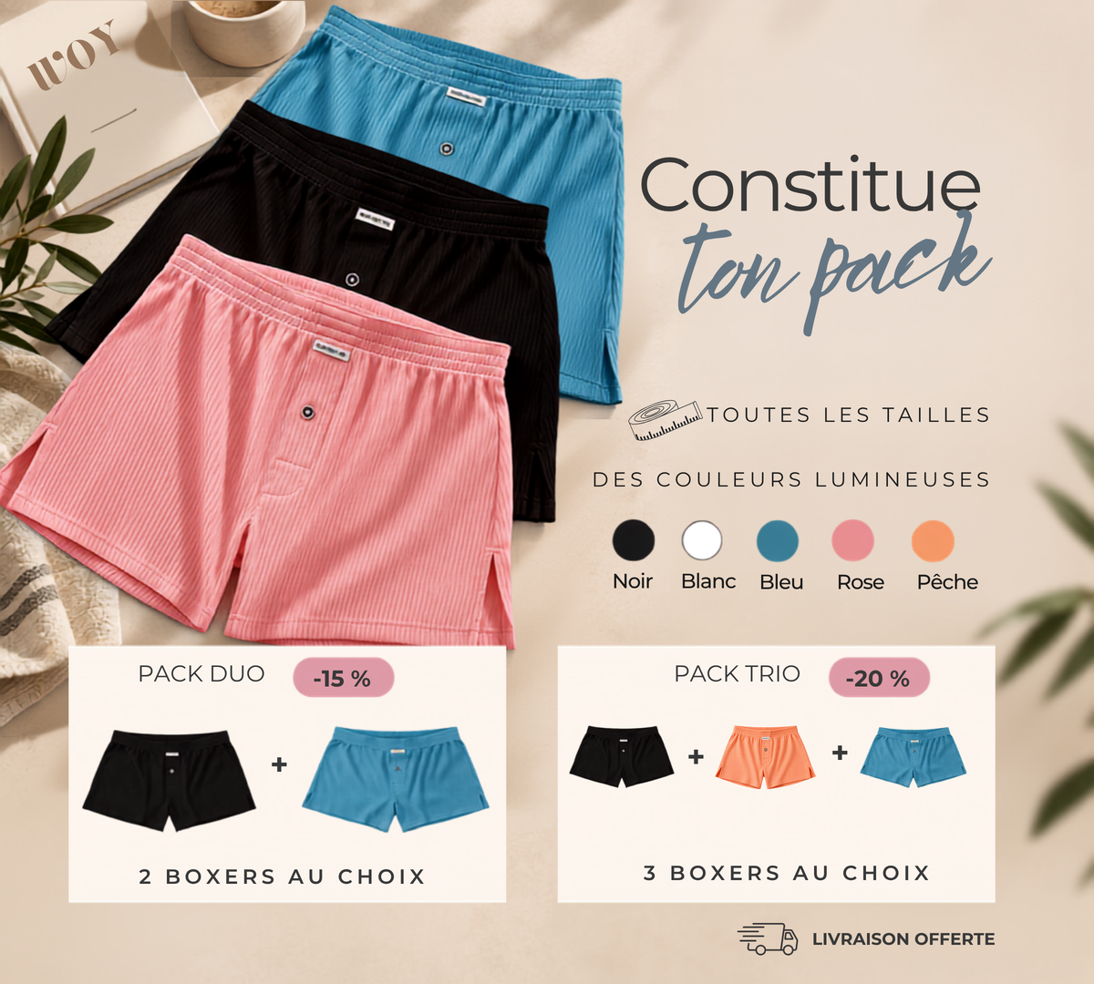 Boxer coton confort premium